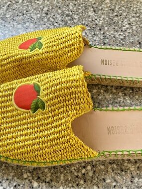 Women’s Yellow Woven Orange Espadrille Mules  Leo Studio Design size US 9 EU 40